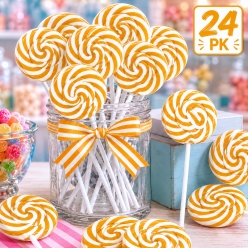 Gold Orange Flavoured Swirl Pops - 24 Pk